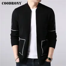 COODRONY брендовый свитер пальто Для мужчин осень-зима Толстая теплая шерсть кардиган Для мужчин Уличная модная одежда в полоску, пальто на молнии с карманами, 91091
