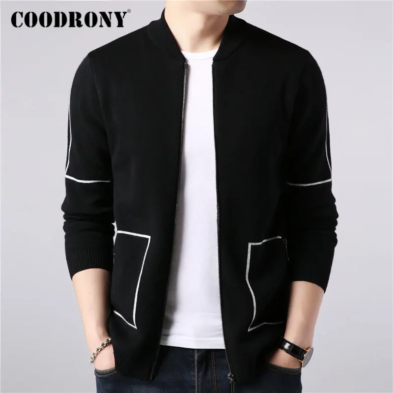 COODRONY Brand Sweater Coat Men Autumn Winter Thick Warm Wool Cardigan Men Streetwear Fashion Striped Zipper Coats Pockets 91091 COODRONY Brand Sweater Coat Men Autumn Winter Thick Warm Wool Cardigan Men Streetwear Fashion Striped Zipper Coats Pockets 91091