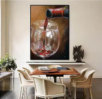 

Hand painted abstract art red wine love on canvas oil painting for wall pictures Home Decor Art