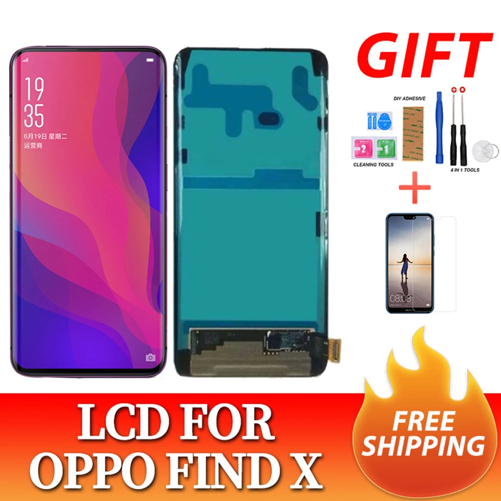 

Original Display For OPPO Find X LCD Screen +100% Tested Touch Panel Digitizer Assembly Findx with Blue/Purple Frame Repalcement