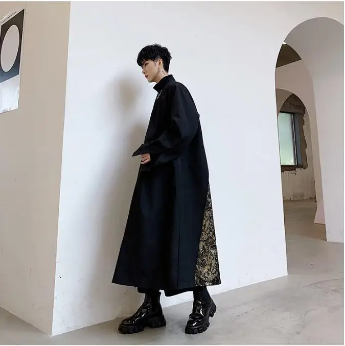 M-XL! Ретро английская Мода Длинная ветровка мужская Свободная Красивая выше колена пальто весна и осень индивидуальная прошивка
