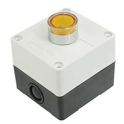 

DC 24V Yellow Signal Light NO Momentary Push Button Switch Control Box