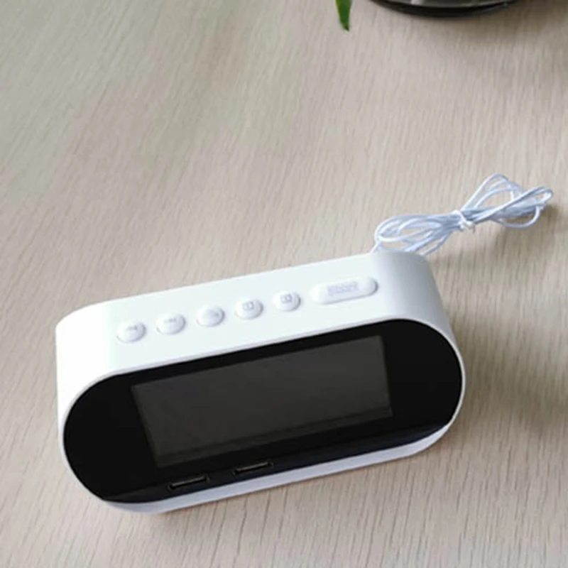 ABUI-Спальня Будильник FM Радио календарь светодиодный цифровой дисплей 2 USB зарядное устройство US Plug