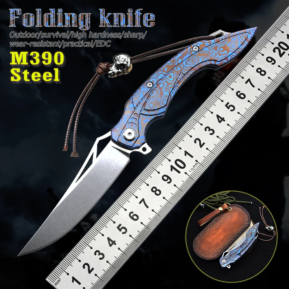 

Outdoor M390 Blade TC4 Titanium Handle Outdoor Combat Knife Portable Camping Tactical Pocket EDC Tool Kitchen Knife Gift Peeler