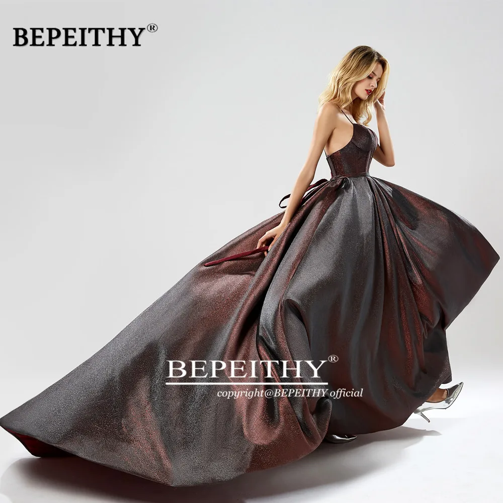 BEPEITHY Новое поступление длинное вечернее платье трапециевидной формы с лямкой через шею платье для выпускного вечера