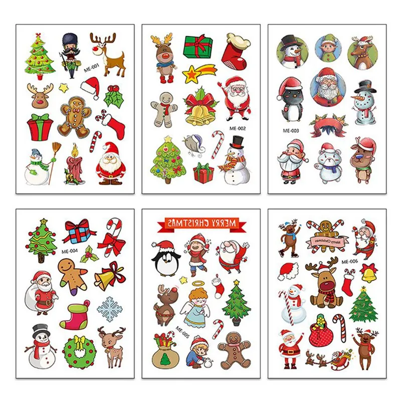 6pcsChristmas вечерние модные наклейки-татуировки шаблон наклейки с бронзированием Emporary татуировки наклейки женские минималистичные линии шаблон тела