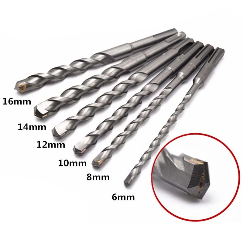 6Pc 6-16Mm160Mm Round Handle Two Pit Two-Slot Electric Hammer Drill Bit Impact Drill Cement Drill