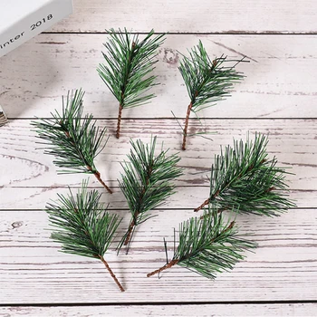 

10pcs Pine Needle Artificial Flower Plant Fake Flowers Branch Navidad Christmas Tree Decoration Accessories Scrapbook Home Decor