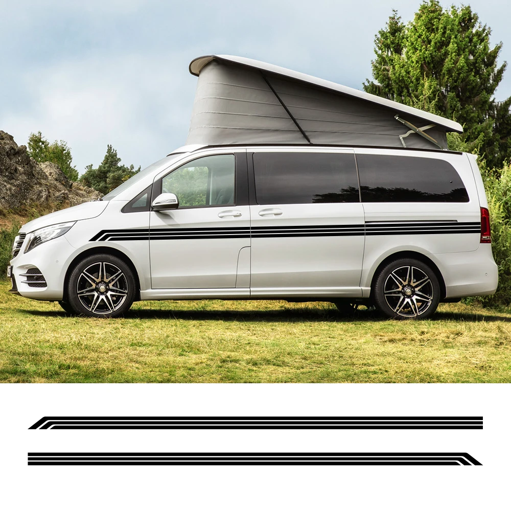 2 шт. автомобильные длинные Боковые Полосатые наклейки для Mercedes Benz Vito V Class W447 V260