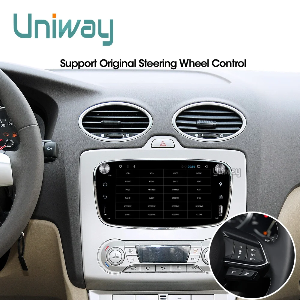 Sale uniway ALFKS7071  2G+32G  android 8.1 car dvd for focus ford mondeo ford kuga ford  S-MAX C-MAXcar radio 4