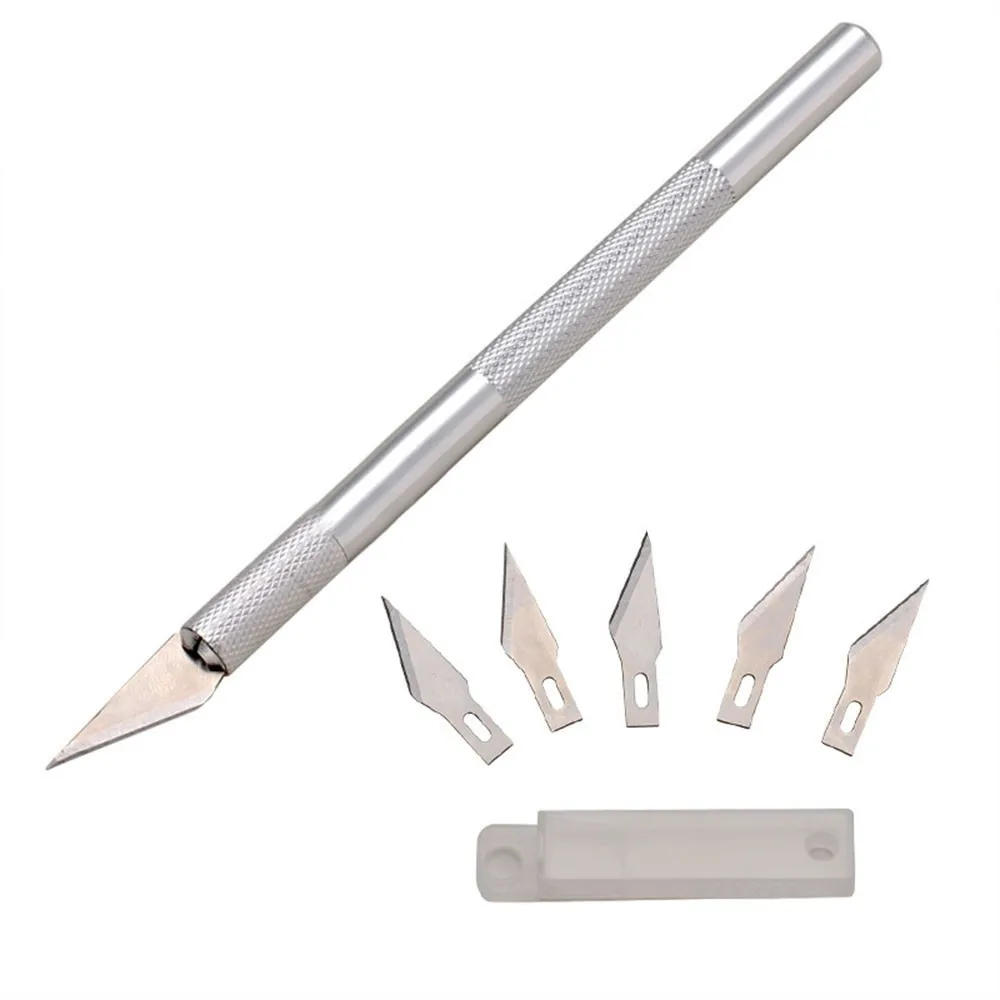

Metal Scalpel Knife Tools Kit Cutter Engraving Craft knives+5pcs Blades Mobile Phone PCB DIY Repair Hand Tools