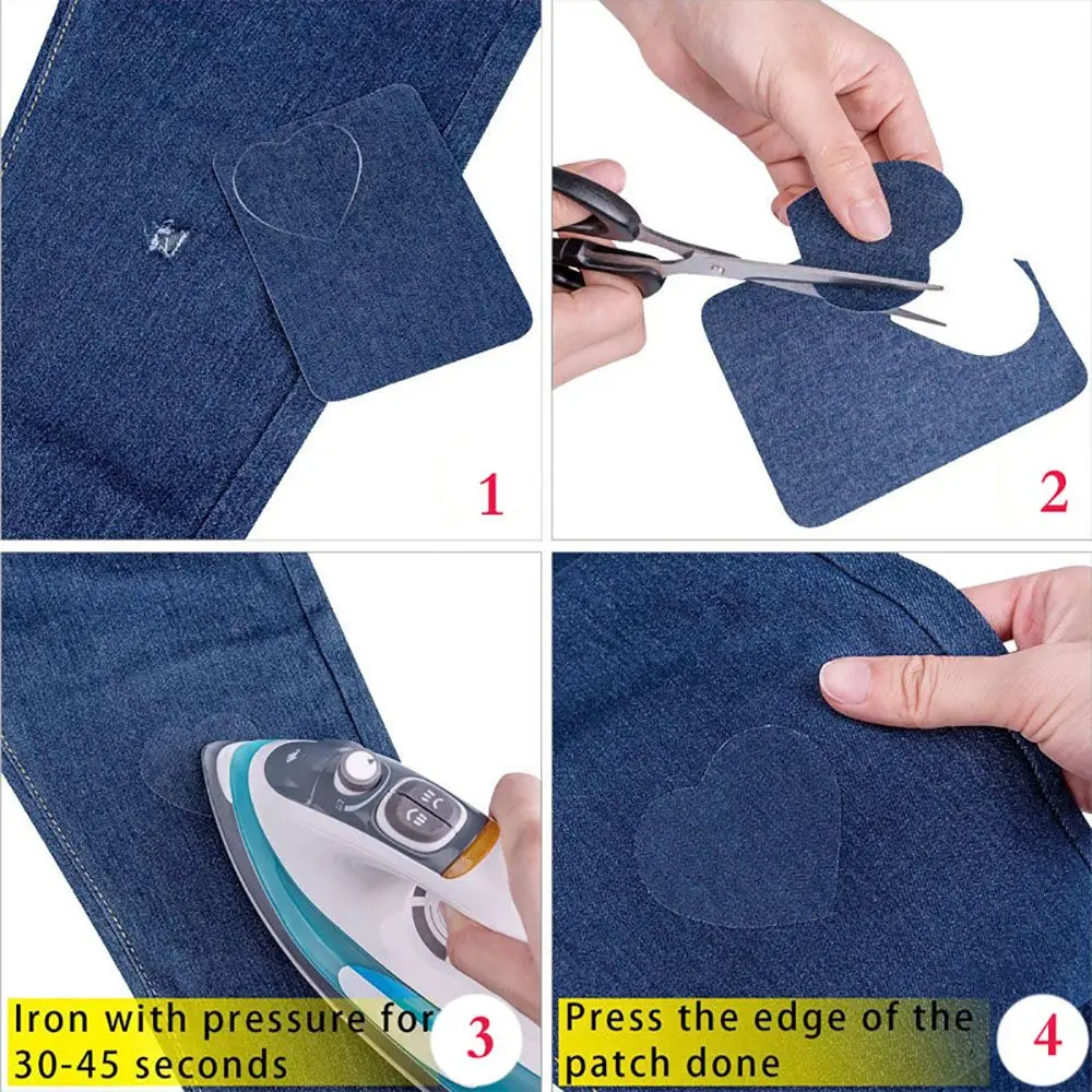 5/10Pcs Iron On Denim Patches Thermal Sticky Jeans Pants Bag