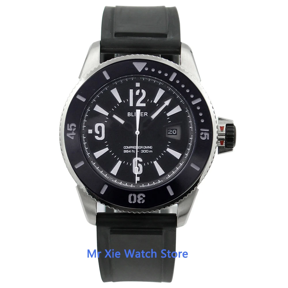 

Bliger 43mm Miyota Automatic Mens Watch Luxury Brand Luminous Waterproof Rubber Strap Calendar Mechanical Wristwatches Men