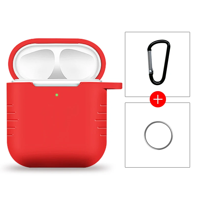 Красный Для AirPods 2 Чехол сумка для наушников Поддержка беспроводной зарядки чехол для наушников Мягкий силиконовый чехол для Air pods 2 i500 i800 i1000 - Цвет: Красный