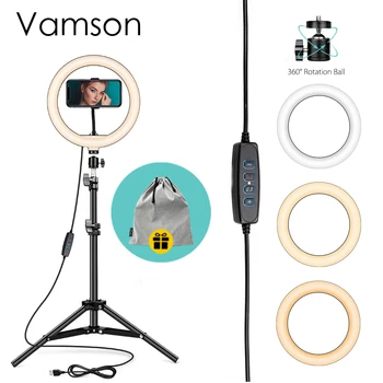 

Vamson LED Ring Light Tripod Camera Phone Light Lamp Makeup Light Hoops YouTube Video, Photo, Photography, Selfie VLS11A