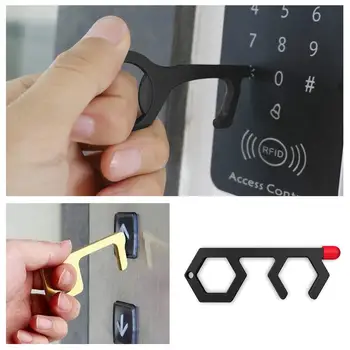 

EDC Door Opener Hygiene Non-contact Door Opening Stick Portable Keychain Handheld Door Handle Opener Press Elevator Tool