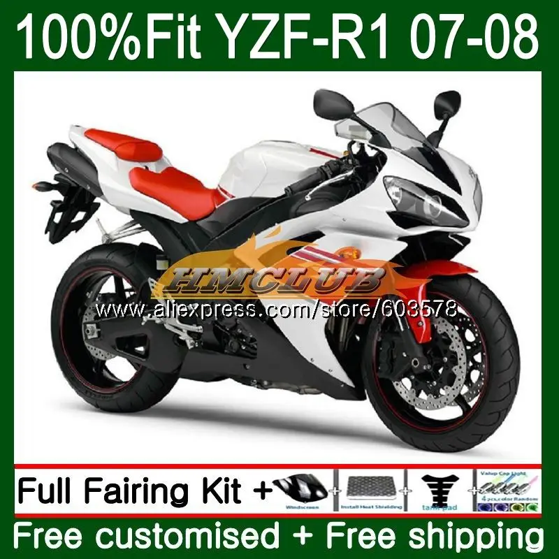 Инъекций для YAMAHA YZF R 1 YZF 1000 YZF-R1 2007 2008 Белый Черный 49CL. 52 YZF R1 07 YZF1000 YZF-1000 YZFR1 07 08 OEM обтекатели - Цвет: No. 1