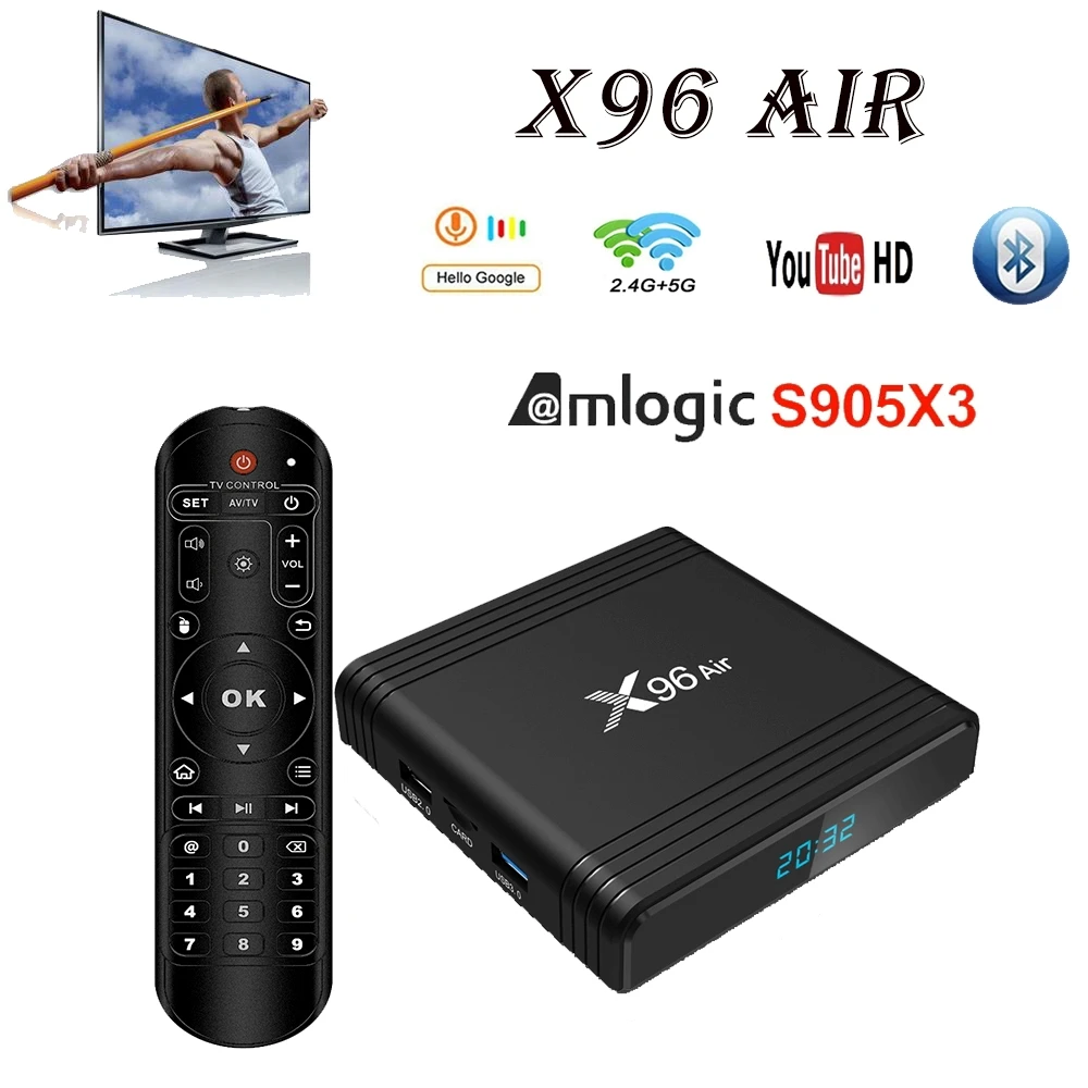 

X96 Air Android 9.0 TV BOX 8K 4K Ultra HDR Youtube Netflix Amlogic S905X3 Daul band wifi 16GB 32GB 64GB Set Top TV Box