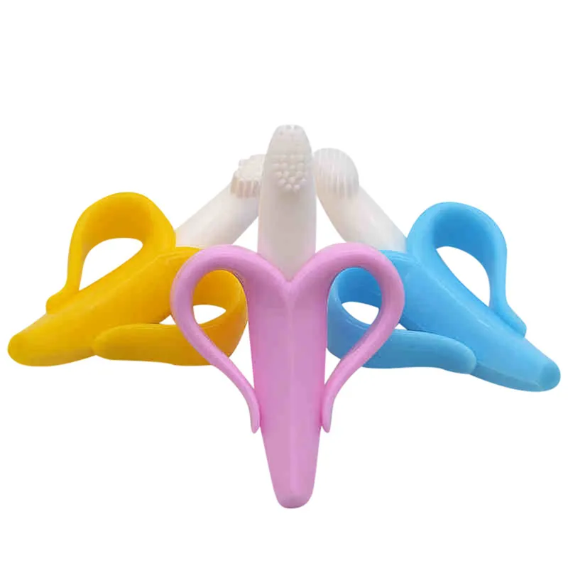 Baby silicone teether Infant Baby Boys Girls Banana Toothbrush Food Grade Silicone Teether silicone beads #3O14 (3)