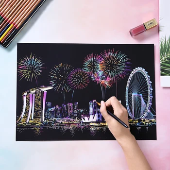 

2Pcs Magic Color Scratch Art Doodle Pad Sand Painting Cards Early Educational Learning DIY Creative Drawing Toys For Kids 03104