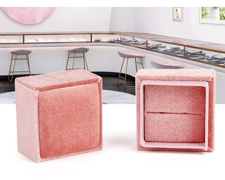 Прямоугольная Вельветовая коробка для колец 5,6x5,6x5,6 см, коробки для украшений, кольца, серьги, упаковка, высококачественный материал,, милые