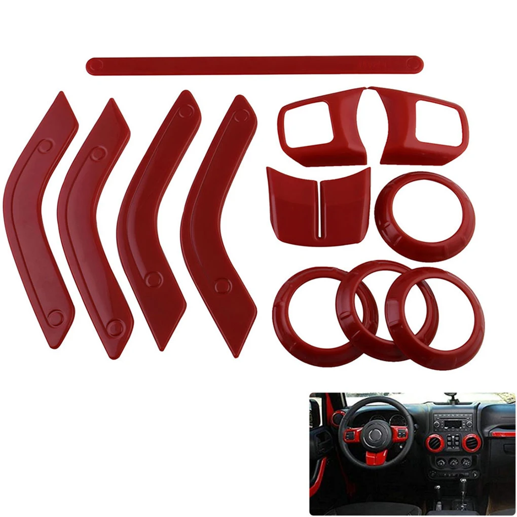 12 шт./компл. Замена для Jeep Wrangler JK JKU 2011- 2 двери и 4 двери ABS интерьерное декоративное лощеное покрывало полный комплект