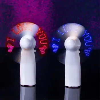 

Usb Mini Fold Fans Electric Portable LED Light Romantic Love Portable Mini Handheld Fan Wind Blower Summer Cooler Electric Fan