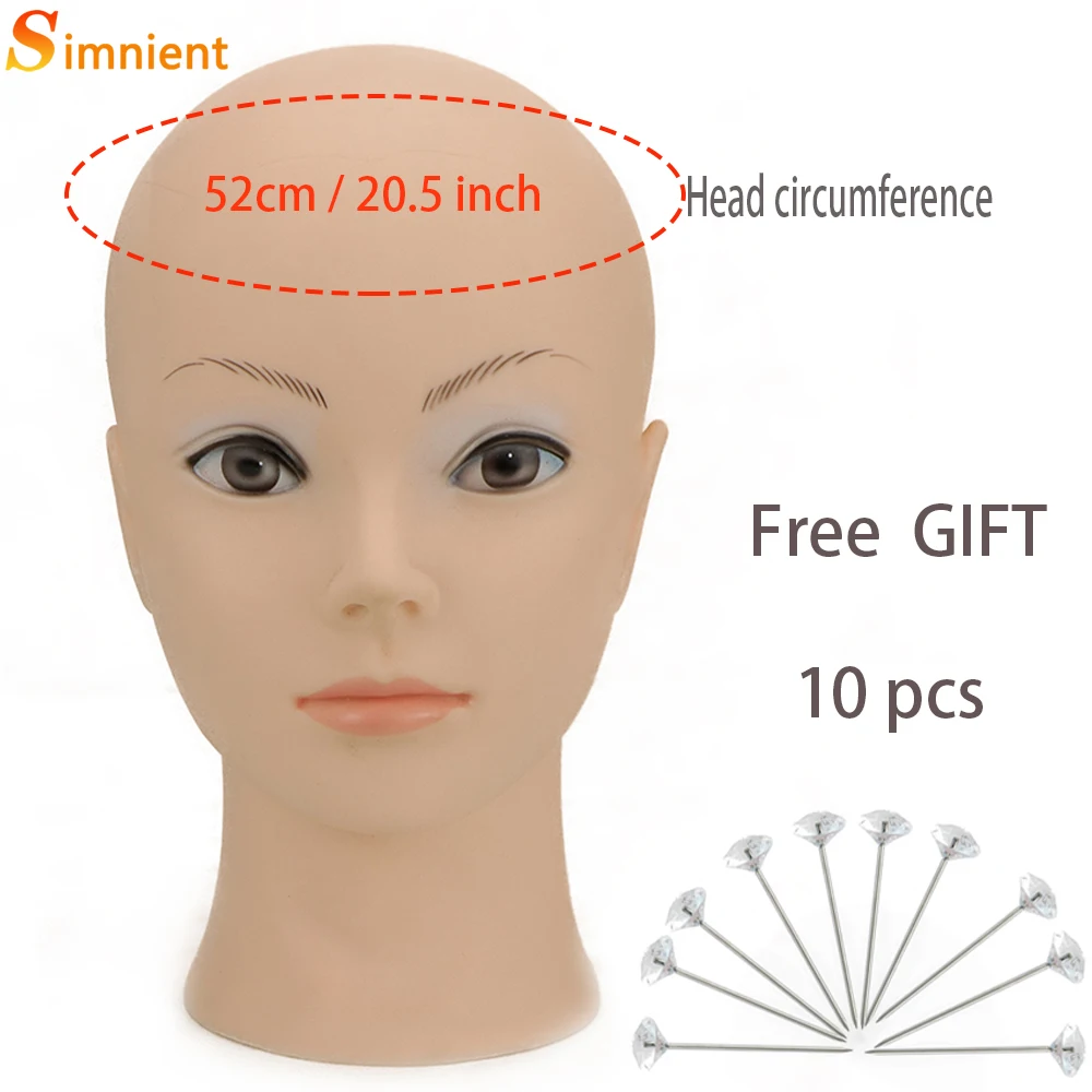 Simnient Bald Mannequin Training Canvas Block Head With Stand