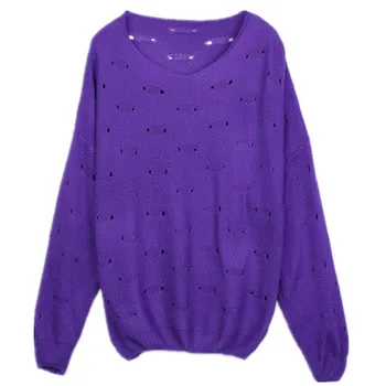 

H.SA Summer Tops and Knitwear V neck Hollow Out Spring Pull Jumpers Solid Color Long Sleeve Slim Knitwear Casual Sweaters