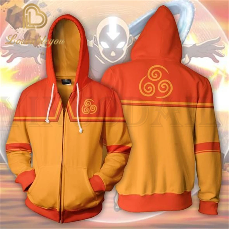 Уличная одежда для мужчин и женщин, толстовки на молнии, Аватар, Airbender, 3d принт, куртка с капюшоном для мальчиков, Harajuku, Толстовка для косплея