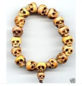 

Chinese Tibetan Ox Bone Carved Skull Prayer Beads Bracelet