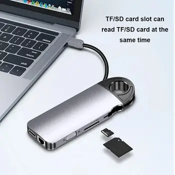 

USB C Hub Type C Adapter 10-in-1 Dongle With Ethernet And 3 USB3.0 Multifunctional Type C Hub Supports SD/TF Card Reader And Mic