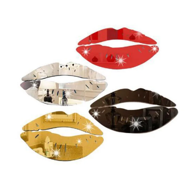 3D акриловая зеркальная Настенная Наклейка сделай сам сексуальные поцелуи губы