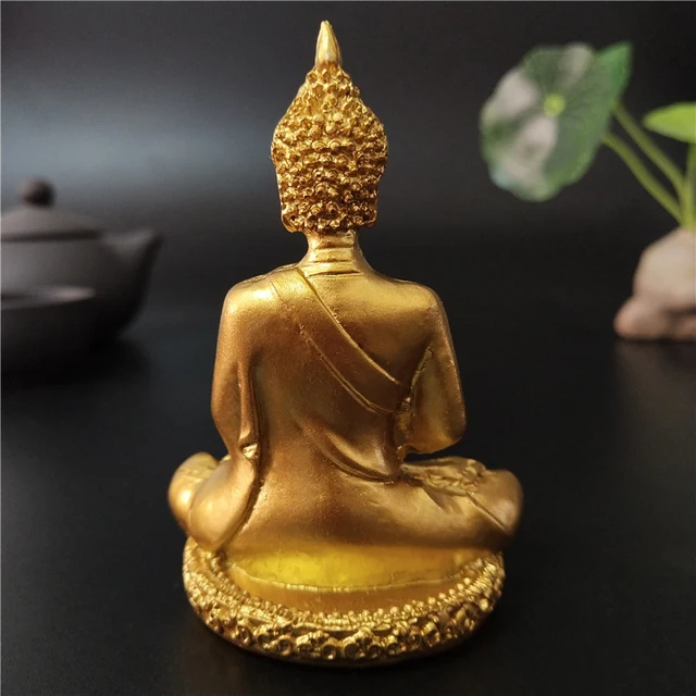 Statue de Bouddha Dorée de Thaïlande, Sculpture de Bouddha de Méditation, Figurine Hindou Fengshui, Ornements de Décoration de Jardin pour la Maison 4