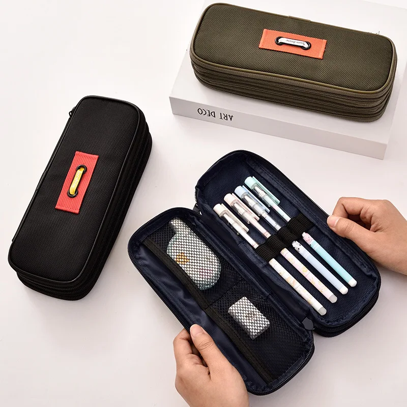 

Deli Pencil Case Large-Volume Men And Women High School Students Stationery Pencil Box duo gong neng dai Lead Pencil Case Small