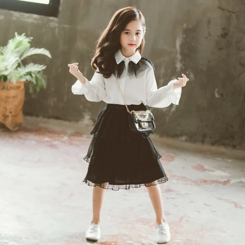 

Childrenswear Spring And Autumn 2019 New Style Korean-style GIRL'S Suit Little Girl chao yang Gas Long-sleeve Blouse Cake Dress