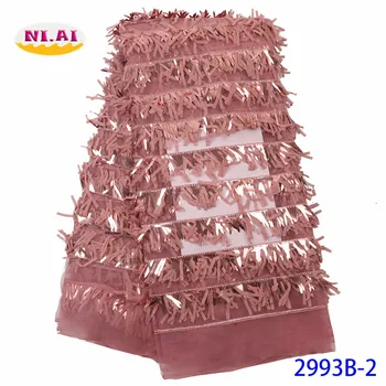 

NIAI Sequins Style African Lace Fabric 2019 High Quality Lace French Lace Fabric Nigerian Tulle Sewing Evening Dress XY2993B-2