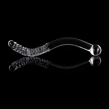 Big Long Double Bead Crystal Glass Dildo Fake Penis Anal Butt Plug Vagina Clit Stimulator Female Gay Masturbation Sex Toys 3