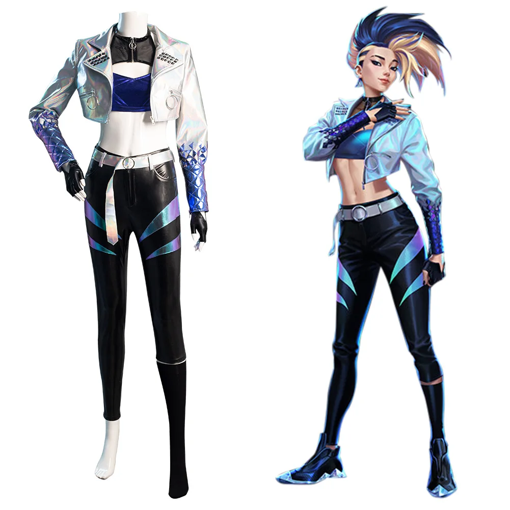 Костюм для косплея LOL KDA Akali костюм пальто жилет наряды карнавальный на Хэллоуин |