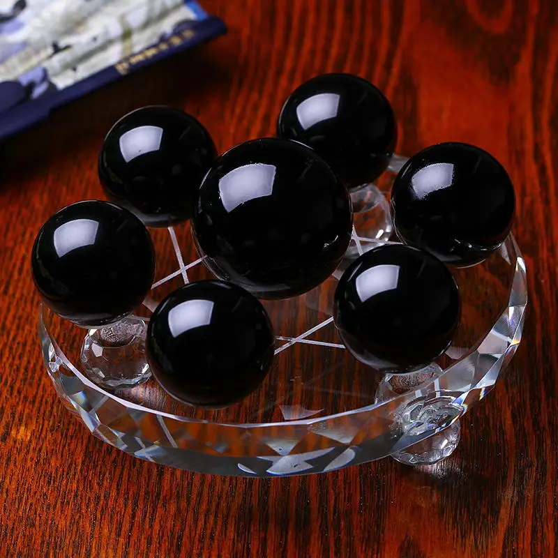 Fengshui семь звезд массив натуральный ObsidianCrystal шар+ пластина база для украшения