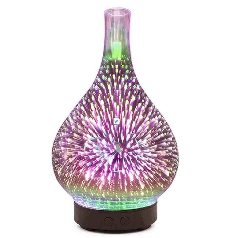 

3D Glass Fireworks Essential Oil Colorful Night Light LED Creative Humidifier Aroma Diffuser