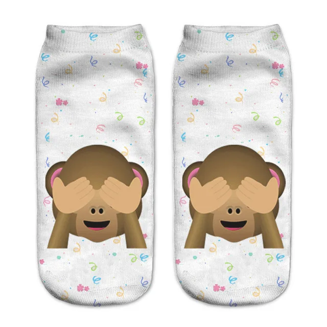Модные милые женские носки с 3D принтом женские короткие носки до щиколотки Calcetines Mujer повседневные чулочно-носочные изделия 3D печать кошка парусиновая обувь Sox - Цвет: 2