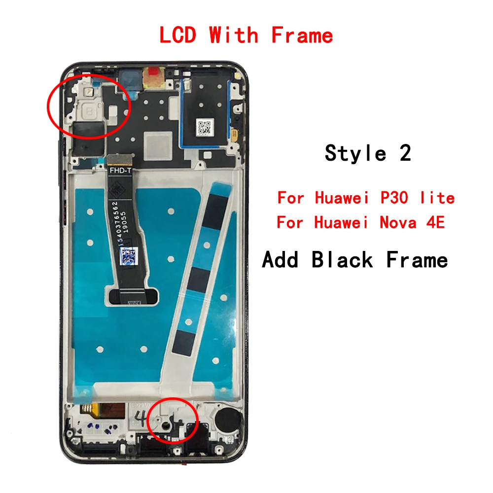 lcd add black frame2 Для huawei P30 lite Nova 4E MAR-L01A L21A LX1A LX1M LX2 L21 MEA L22 с рамкой ЖК-дисплей Сенсорная панель экран дигитайзер сборка - Цвет: lcd add black frame2