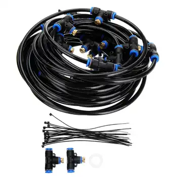

10M Hose + 17pcs Nozzles Water Misting Cooling Irrigating System Water Sprinkler Outdoor Mist Cooling SprayTool for Greenhouse