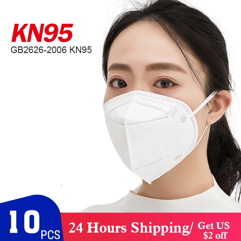 

10PCs N95 Disposable Protective Mask Breathable Dust-proof Anti-fog Non-woven Five-layer Thick Protective Anti Virus Mask