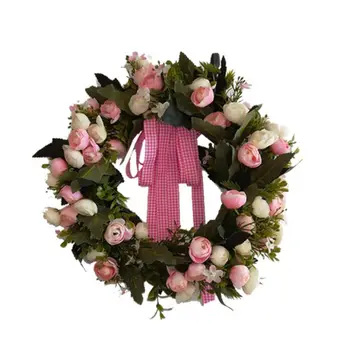 

Artificial Flowers Camellia Wreath Spring Wreath Outdoor for Front Door M6CE