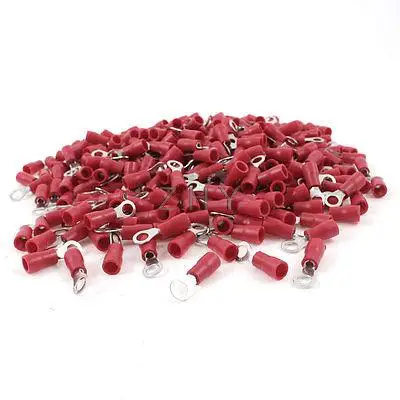 

1000Pcs Red Pre Insulated Ring Terminal RVS1.25-4 for #8 Bolt AWG 22-16 Wire