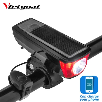 

Victgoal Solar Power Bike Light Waterproof IPX4 USB Rechargeable Bicycle Front Bell Light Headlights 350 Lumen LED Bike Light