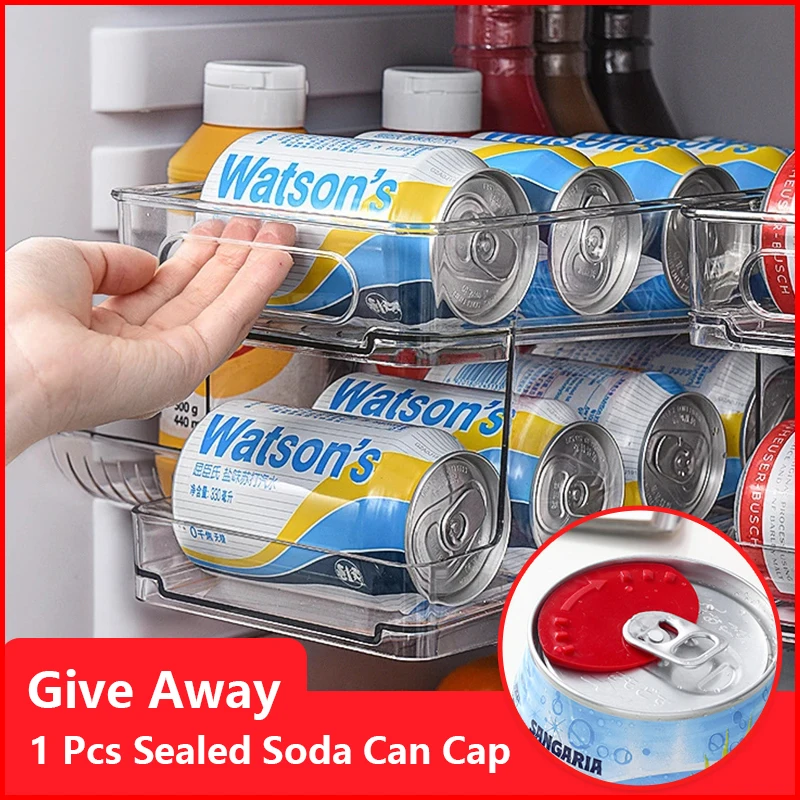 Home Rolling Refrigerator Organizer Bins Soda Can Beverage Bottle Holder for Fridge Kitchen
