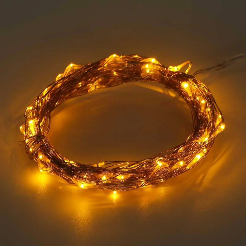 ICOCO Солнечный свет Крытый открытый теплый белый 10 м 100LED медный провод открытый струнный Сказочный светильник с 2 светильник ing режимы